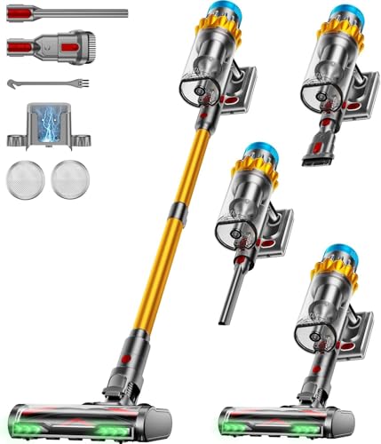 Aspirapolvere Senza Fili, 55KPA/650W/70Mins Scopa Elettrica Senza Fili, Autoportante Anti-groviglio/OLED Schermo/1,8L Cup Aspirapolvere senza fili potente, Adatto per Tappeti/Pavimenti/Capelli