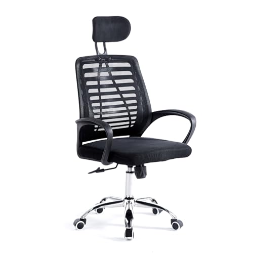 RMF Sedia Ufficio Ergonomica Professionale Reclinabile, Sedia Scrivania in Rete con Seduta Comoda e Rilassante - Poltrona Relax Ufficio con Ruote Girevoli Altezza Regolabile Nero