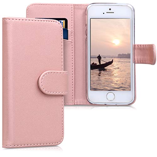 kwmobile Custodia Compatibile con Apple iPhone SE (1.Gen 2016) / iPhone 5 / iPhone 5S Custodia a Portafoglio - Cover Libro in Pelle PU - Flip Case Smartphone - Custodia con Porta Carte