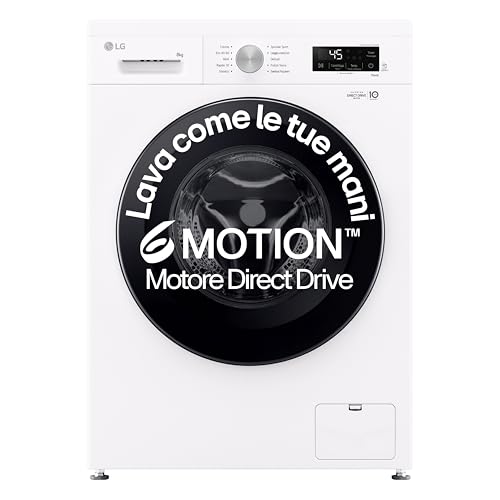LG F4NX1008NWK Lavatrice 8 kg a Carica Frontale Serie X1, Classe A, 1400 giri, Wi-Fi, 6 Motion Direct Drive, Lavaggio a Vapore Allergy Care, Libera installazione, Essence White