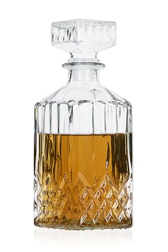 Alpina Decanter Classico in Vetro per Whisky, Cognac, liquori - Decanter per Whisky - Bottiglia per Whisky - Circa 800 ml
