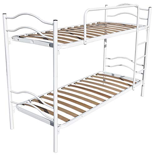 DOLCI SOGNI Letto a Castello per Adulti e Bambini Scomponibile in 2 Letti Singoli 80x190 cm, Altezza 150 cm, Colore Bianco, Letti a Castello con 2 Rete Letto Singolo 80x190 cm