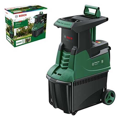 Bosch Biotrituratore silenzioso AXT 22 D (2200 W; idoneo per legno, siepi e arbusti spinosi; cesto di raccolta integrato da 53 l; in confezione di cartone)