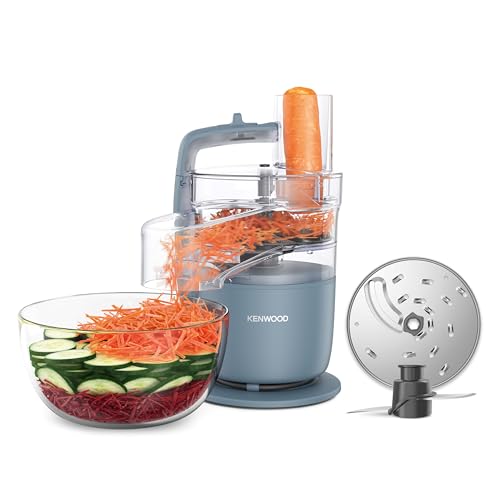 Kenwood MultiPro Go FDP22.​130GY, Robot da Cucina, Trita, Affetta, Grattugia, Riduce in Purea e Impasta, 360&deg; Express Serve, Ciotola da 1.3L, Lame per Impastare, Disco da 4 mm, 650W, Grigio