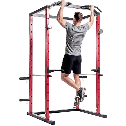 SPORTNOW Power Tower con Barre per Dip e Trazioni, Ganci J, Rack Palestra Multifunzione con Altezza Regolabile 11 Livelli, Struttura Acciaio, per Allenamento Fitness a Casa Palestra, Capacit&agrave; 460 kg