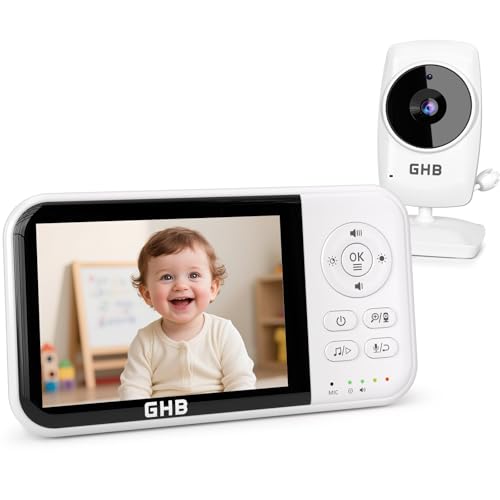 GHB Baby Monitor Video e Audio 3.2'', 2100mAh Monitor Baby con Telecamera, Visione Notturna, Modalit&agrave; VOX, Rilevamento della Temperatura, Interfono Bidirezionale, Ninna Nanna