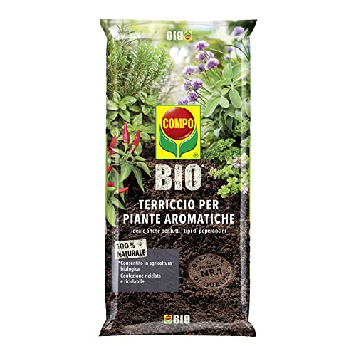 COMPO BIO Terriccio per Piante Aromatiche, Per Piante in Vaso o in Piena Terra, Consentito in Agricoltura Biologica, Sacco 10 L