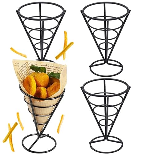 Shibida Supporto per Patatine Fritte, 4PCS Cuoppo per Fritti Porta Coni per Fritti Conico Stand per Patatine Fritte Finger Food Contenitori Supporto Conico per Patatine Fritte Supporto per Spuntini