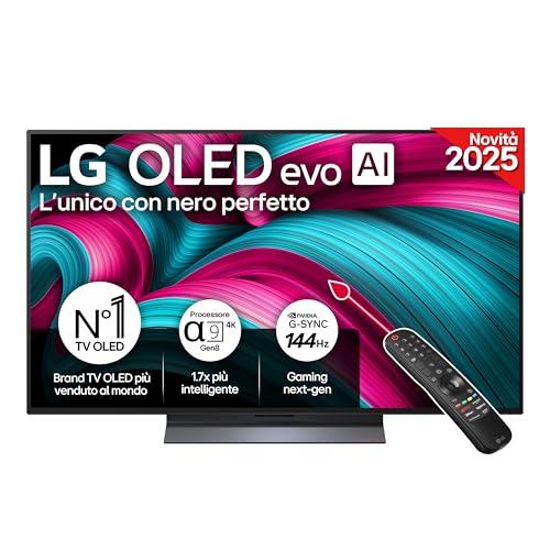 LG OLED evo AI C5 TV 48 pollici, Smart TV 4K, Processore &alpha;9 Gen8, webOS con AI, Dolby Vision & Atmos, Gaming con VRR e GSYNC 4K@144Hz, 4 HDMI 2.1, Alexa, OLED48C56LB 2025