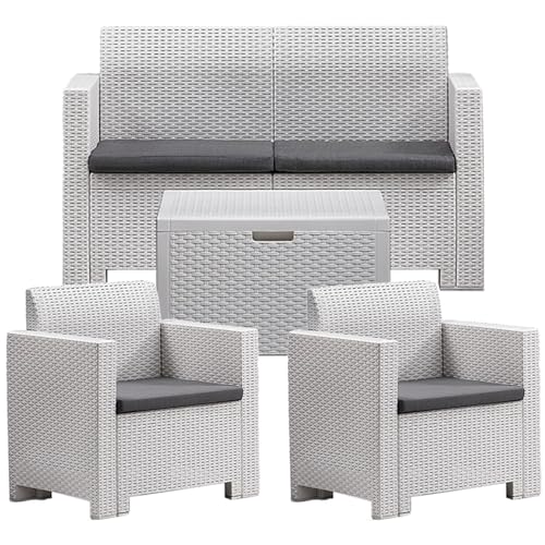 BICA 9067 Set Nebraska Salottino 4 Posti, Bianco, 281 x 155 x 79 cm