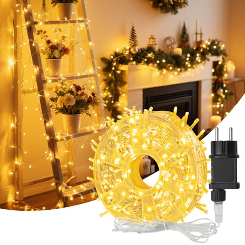 Hoteril Luci Natale Esterno, 33M 300 LEDs Luci Albero di Natale Impermeabile, Lucine da Esterno Giardino per Adatto a Giardino, Feste, Natale, Natalizie Albero, Nozze (Bianco caldo)