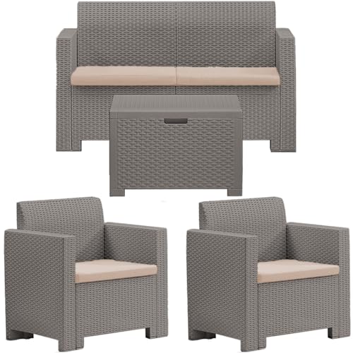 BICA 9067.3 Set Nebraska Salottino 4 Posti, Marrone, 281 x 155 x 79 cm
