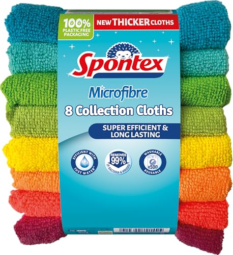 SPONTEX - Collezione in microfibra - Microfibre multiuso - 8 microfibre