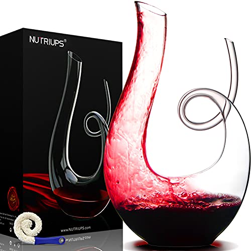 NUTRIUPS Decanter per Vino, Decanter in Vetro, Caraffa per Vino Rosso Decanter in Cristallo Aeratore Decanter, Decanter Design Particolare Decantatore per 750ml