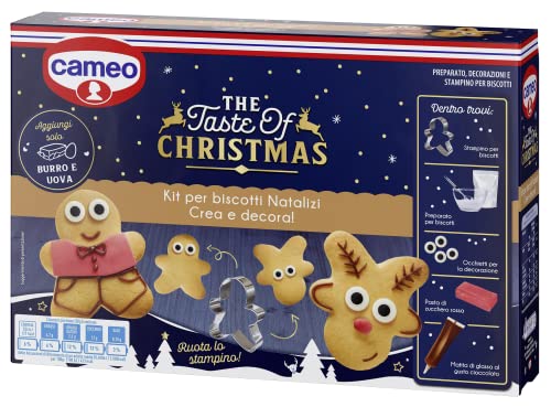 Cameo Kit per Biscotti di Natale The Taste of Christmas, Kit per Circa 25 Biscotti Natalizi da Creare e Decorare, Preparato per Biscotti Decorazioni e Stampino Inclusi nella Confezione, 379 g
