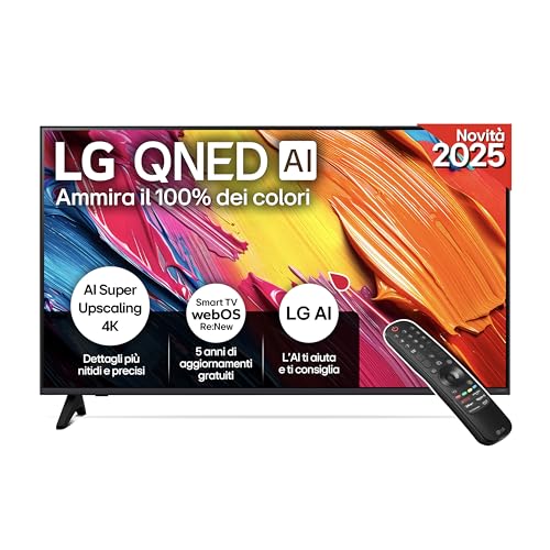 LG QNED AI QNED70 Smart TV 43 pollici 4K, Processore &alpha;7 Gen8, Dynamic QNED Color, webOS con AI e telecomando puntatore AI, Gaming con VRR 4K@60Hz, 43QNED70A6A 2025