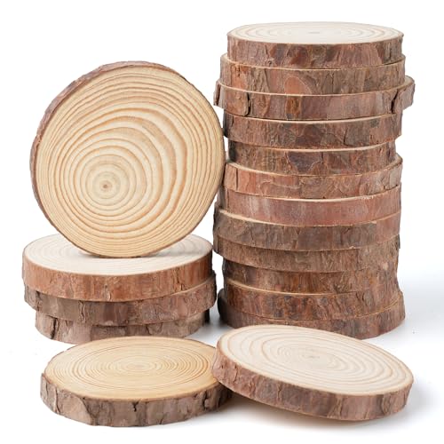 18 Dischi di Legno, Tronchetti da 7-8 cm per Decorazioni e DIY senza Foro - Per Creazioni Artigianali, Matrimoni e Decorazioni Natalizie