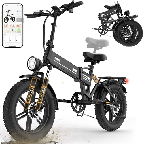EGGKING Bicicletta Elettrica 20" x 4.0 Fat Tire, Doppia Sospensione e 7 Velocit&agrave; Bici Elettrica, E-Bike per Adulti, Batteria Rimovibile 48V 17.5/15 Ah, Display e Controllo APP
