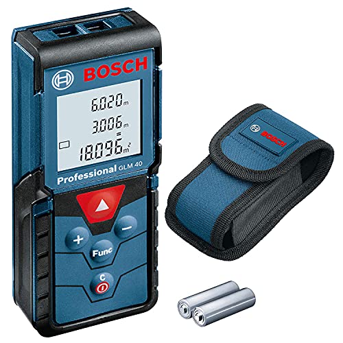 Bosch Professional Metro Laser Distanziometro Laser GLM 40 (con funzione di memorizzazione, campo di misurazione: 0,15 &ndash; 40 m, 2 pile da 1,5 V, custodia protettiva)