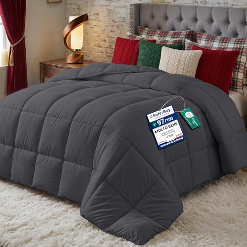 Utopia Bedding Piumone - Piumino Letto Matrimoniale - Trapunta 100% Microfibra in Fibra Cava - (Grigio, 220 x 240 cm-370 gsm)