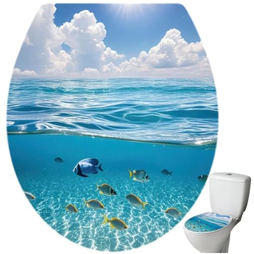 Lpitoy Adesivo per Sedile WC Adesivo Modello Sea World Adesivo per Copriwater Decalcomanie per Coperchio WC Impermeabile Decorazioni per Il Bagno