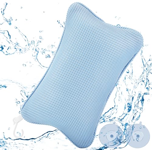 Collazoey Cuscino da Bagno,cuscino da bagno per la vasca da bagno,con 2 potenti ventose,per una presa salda,Cuscini per Vasca da Bagno Ergonomici, per un rilassamento ottimale del collo (blu)