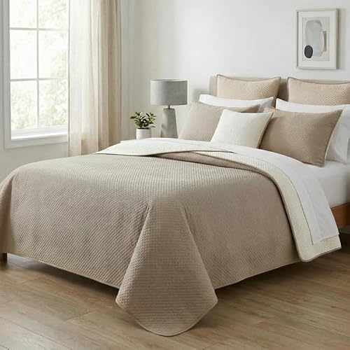 MAXIME MAISON - Trapuntino Matrimoniale Mezza Stagione ti Accompagner&agrave; dalla Primavera all'Autunno, Copriletto Matrimoniale Estivo da 100gr/mq, in Morbida Microfibra Leggera (Panna)