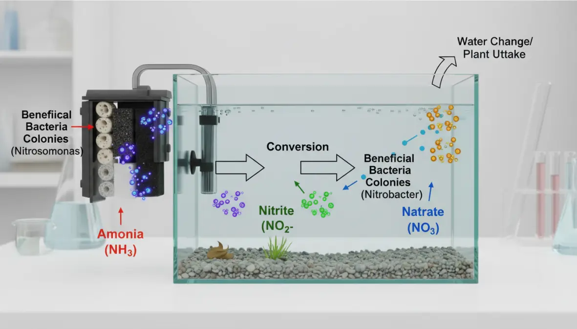 Ciclo dell'azoto in un acquario: processo di ciclaggio e batteri benefici per l'equilibrio biologico