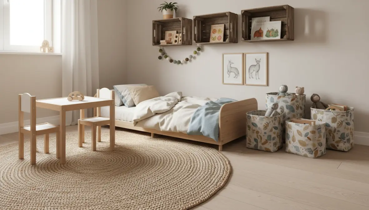 Cameretta Montessori fai da te economica con mobili adattati e soluzioni creative