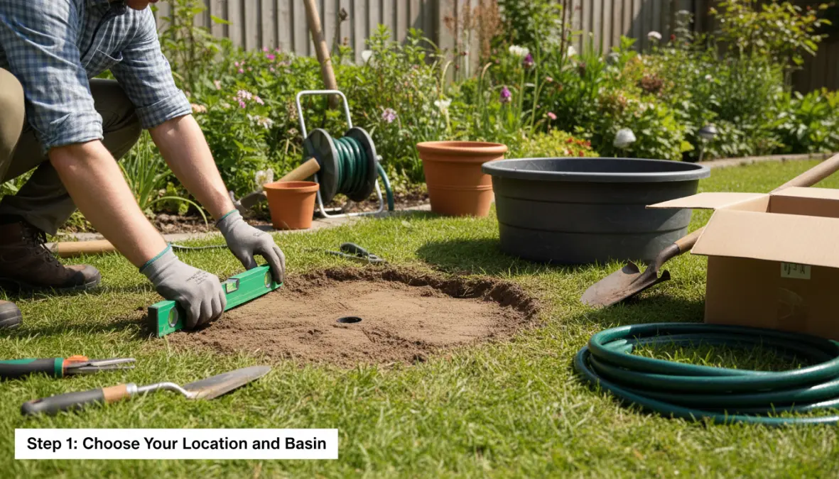 Installazione fai da te di una fontana da giardino solare con pompa e attrezzi
