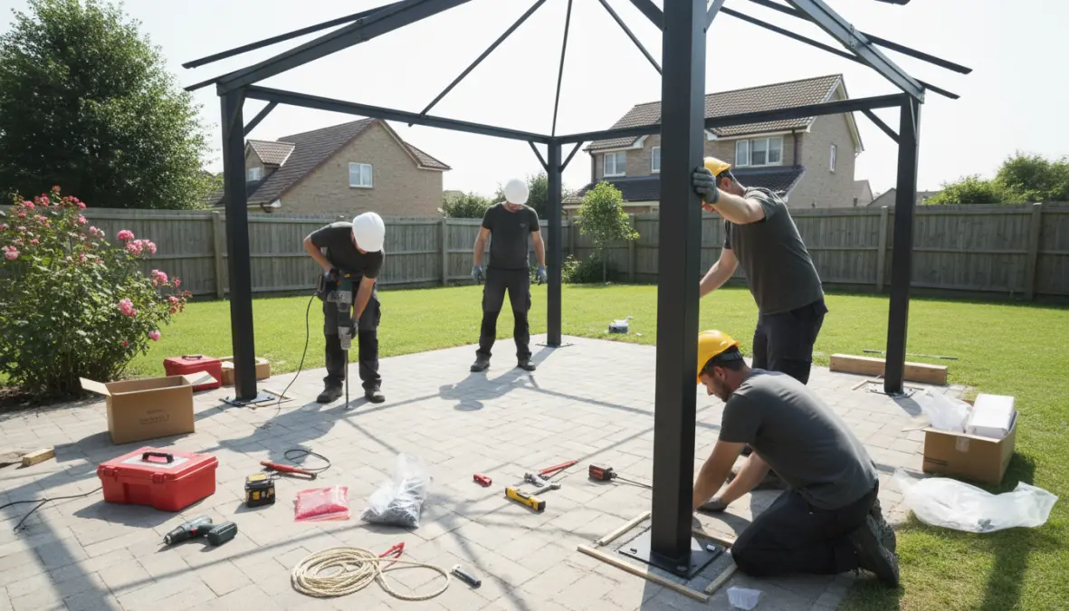 Installazione e ancoraggio gazebo autoportante in giardino