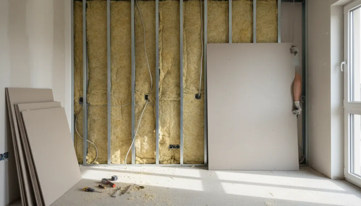 Installazione di isolamento acustico pareti con controparete e materiali fonoisolanti