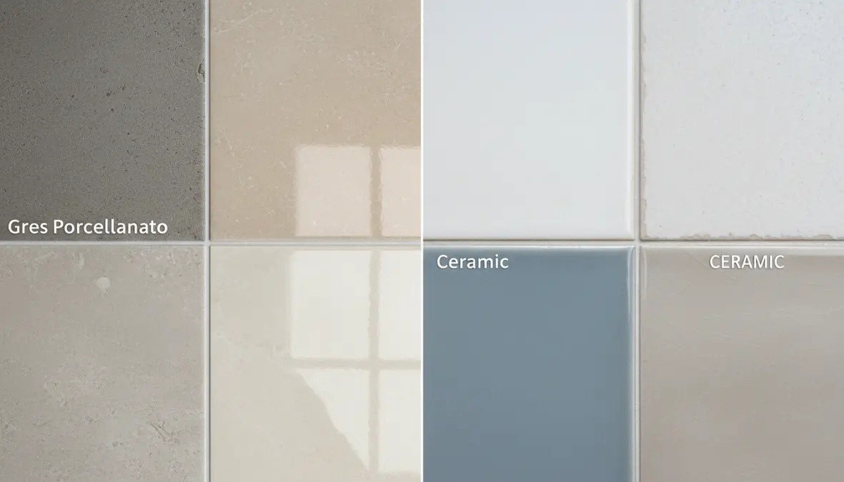 Confronto tra piastrelle in gres porcellanato e ceramica per bagno