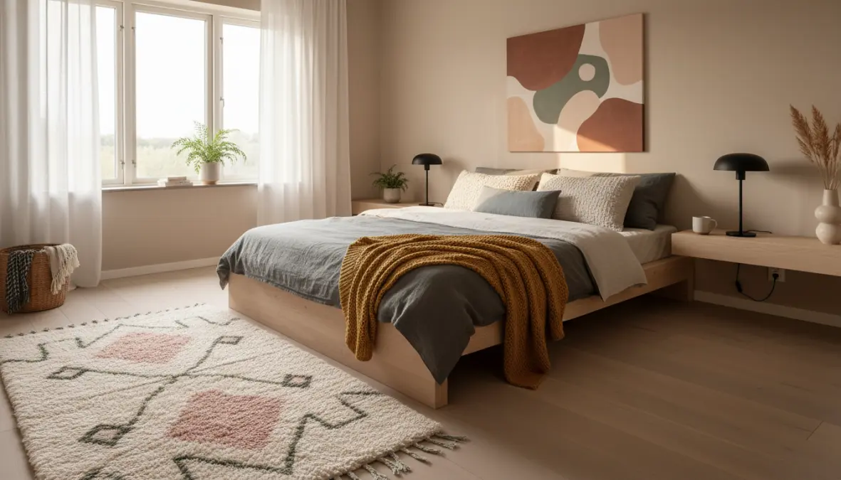 Tappeto decorativo per camera da letto in stile moderno con design scandinavo