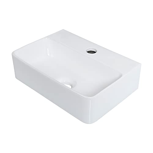 Ibergrif Lavandino da Cucina in Ceramica Bianca, Antigraffio con Foro per Rubinetto, Compatto per Piccoli Spazi e Bagni, Montaggio a Parete, 375x262x105 mm, M41101