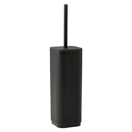 Gedy Seventy Ekopl&agrave; Scopino Bagno WC, Materiale Plastica Riciclata, Scopino WC Colore Nero Opaco, Scopino Bagno da Appoggio con Ciuffo in Setole Nere di Nylon, Dimensioni L9xP9xH38,8cm Peso 240gr