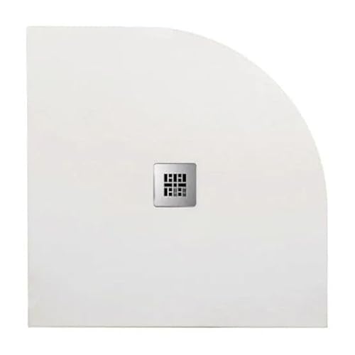 Barbottina Piatto doccia semicircolare in marmoresina bianco modello stone free, effetto pietra naturale, altezza 2,8 cm, dimensione 80x80 cm