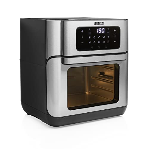 Princess Friggitrice ad Aria Forno 10 L con Cestello Rotante, Airfryer Ventilato, 10 Programmi, Display Touch Digitale, Acciaio Inox, Fino al 66,7% di Risparmio Energetico, 1500 W, 182065