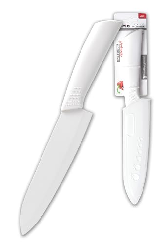 IPEA Coltello in Ceramica Grande per Frutta, Verdura, Carne - Lama 17,8 cm - Coltello Chef da Cucina Multiuso con Lama Affilata per Tagliare e Spelare Cibo e Ortaggi - Coprilama e Manico Antiscivolo