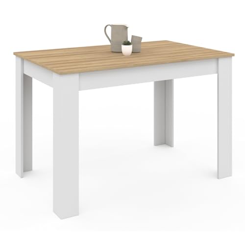 IDMarket - Tavolo da pranzo rettangolare ROZY 4 persone piano faggio bianco 110 cm