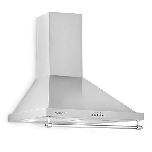 Klarstein Mb - Cappa Aspirante, Cappa Cucina a Parete, Aspirazione e Circolazione d'aria, Cappa con 3 Livelli, 610 m&sup3;/h, Filtro in Alluminio, Grigio Argentato, 60 cm