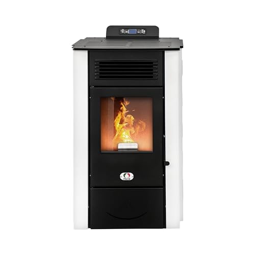 STUFE A PELLET ITALIA Colorado 15 Kw - Stufa ad Aria Ventilata Efficienza 92% Scalda 140m² Autonomia 15H Programmabile 5 Velocità e Potenze Garanzia 24 Mesi Bianco