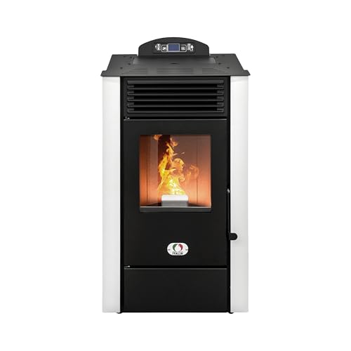STUFE A PELLET ITALIA Alaska 10 KW | Stufa ad Aria Ventilata Efficienza 91% Scalda 85m&sup2; Autonomia 20H Programmabile 5 Velocit&agrave; e Potenze Garanzia 24 Mesi Bianco