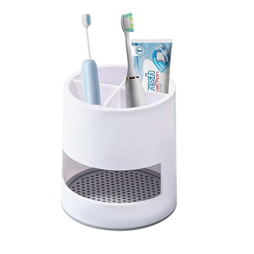 Portaspazzolino bianco ventilato, drenaggio rimovibile, antimuffa, per bagno, cucina, piano di lavoro