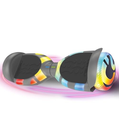 LEXGO HOVERBOARD MIRAGE GRY - Overboard Elettrico con Telaio in Acciaio, Ruote da 6,5'' e 2 motori Brushless da 200W - Hoverboard con velocit&agrave; fino a 12km/h e Autonomia di 10km