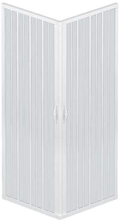 ROLLPLAST PINTO Box Doccia a Soffietto Modello Liberté, Angolare Riducibile, Cabina Doccia Salvaspazio in PVC Colore Bianco Pastello Made in Italy, arredo bagno, 70x90 cm
