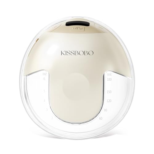 KISSBOBO K5 Tiralatte elettrico, 4 modalità, 19 livelli, senza mani, forte potenza di aspirazione 280 mmHg, aiuta le mamme a produrre più latte (1 pezzo/beige)