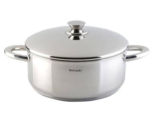 Wecook! Pentola in acciaio inossidabile 18/10 con coperchio in acciaio, Adatta a tutti i tipi di fornelli inclusa l'induzione, scala di misurazione integrata, &Oslash; 16 cm, capacit&agrave; 1,5 litri.
