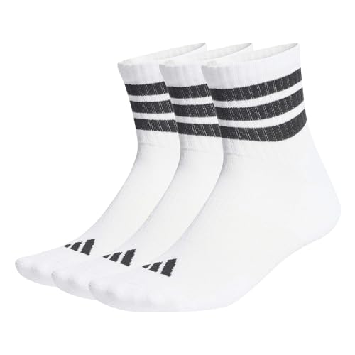 adidas Unisex - Adulto 3 STRIPES CUSHIONED SPORTSWEAR MID CUT SOCKS 3 PAIR PACK, white/black/black, 40-42