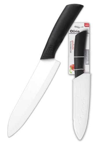 IPEA Coltello in Ceramica per Frutta, Verdura, Carne - [LAMA 15,2 CM ] - Coltello Chef da Cucina Multiuso con Lama Affilata per Tagliare e Spelare Cibo e Ortaggi - Con Coprilama e Manico Antiscivolo